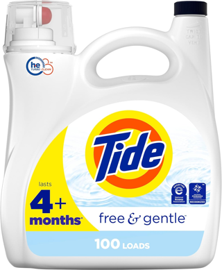 [NEW] Tide Free & Gentle Liquid Laundry Detergent HE Compatible, (100 Loads) 132 fl oz