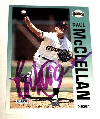 Autographed 1992 Fleer Paul McClellan San Francisco Giants Baseball #642