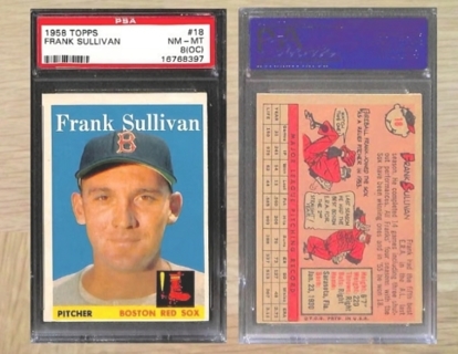 1958 TOPPS #18 FRANK SULLIVAN PSA 8 OC FREE SHIPPING