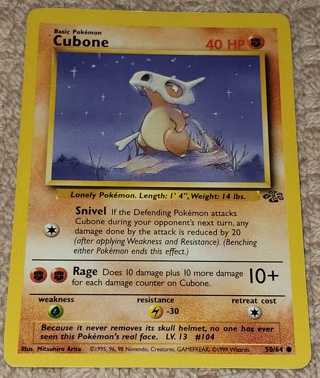 ⚡ Pokemon Card Cubone 50/64⚡ 40 HP Vintage Jungle Set