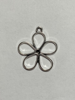 OPEN BEZEL FLOWER CHARM~#5~ANTIQUE SILVER~1 CHARM ONLY~FREE SHIPPING!