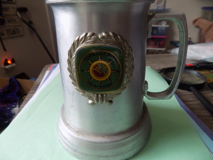 aluminum tankard beer mug with clear bottom and emblem Tidewater/Navy Championships