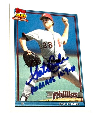 Autographed 1991 Topps Pat Combs #571 Philadelphia Phillies
