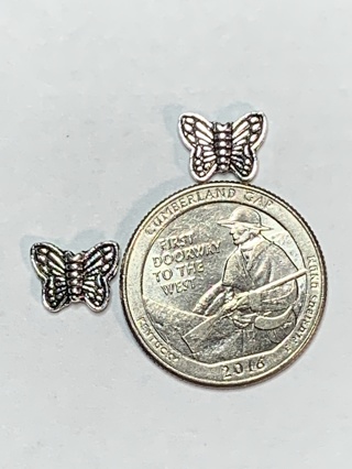 BUTTERFLY CHARMS~#29~SILVER~SET OF 2 CHARMS~SET 3~FREE SHIPPING!