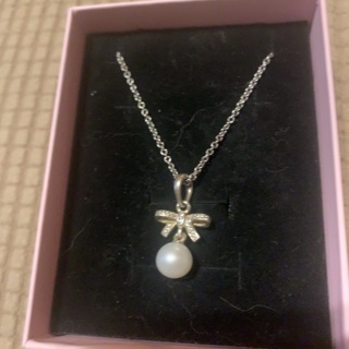 Genuine Pandora Sterling Silver Pearl Bow Pendant 