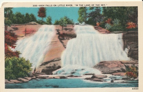 Vintage Unused Postcard: (c) Linen: High Falls on Little River, NC