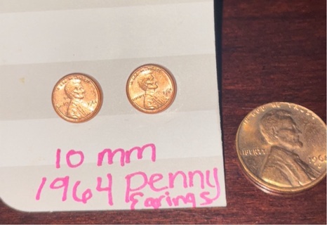 1964 Lincoln Penny Earrings  (10mm) 