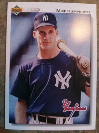 1992 UPPER DECK MIKE HUMPHREYS NEW YORK YANKEES BASEBALL CARD# 432