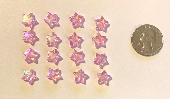 16 pc pink star beads plastic