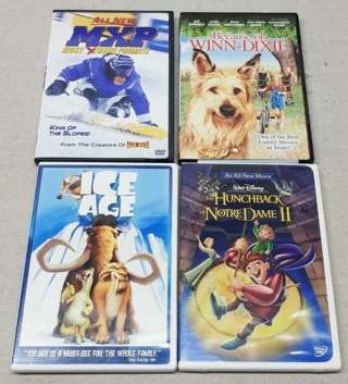 4 DVDs Movies Kids Family Ice Age Hunchback 3 Like New