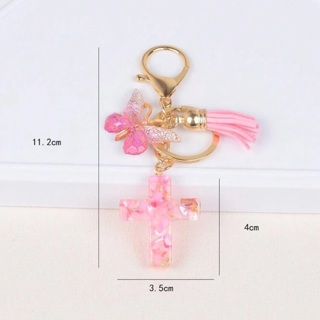 Pink Cross Keychain