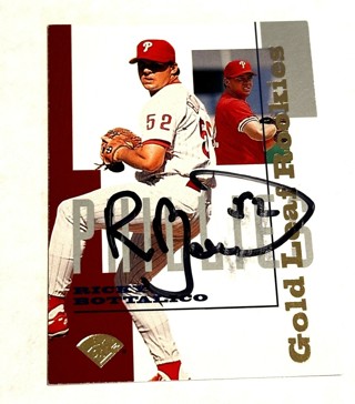 Autographed 1995 Leaf Gold Rookies Ricky Bottalico #8 Philadelphia Phillies Baseball Card