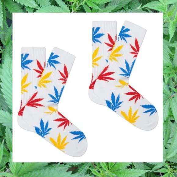NEW UNISEX 2-PACK WEED LEAF SOCKS MARIJUANA CREW