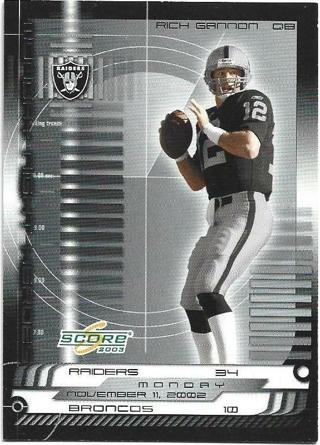 2003 SCORE RICH GANNON MONDAY NIGHT HEROES INSERT CARD