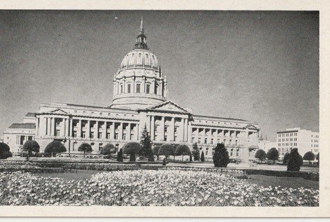 Vintage Unused Postcard: b&w: City Hall, San Francisco, CA