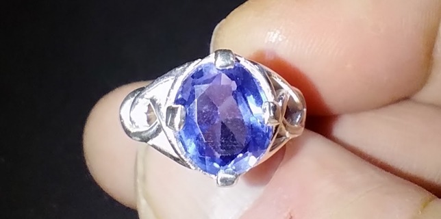 RING SIZE 7 STERLING SILVER WITH NATURAL BLUE SAPPHIRE VINTAGE 7 DAY SALE ONLY THAN PRICE GOES UP!
