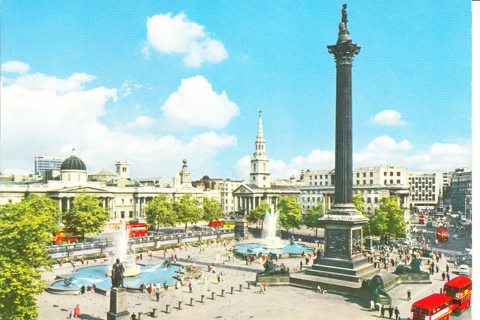 Vintage Postcard Trafalgar Square, London, England