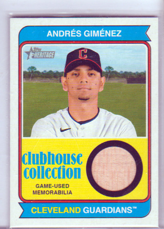 Andres Gimenez, 2023 Topps Heritage BAT RELIC Card #CCR-AG, Cleveland  Guardians, (L3