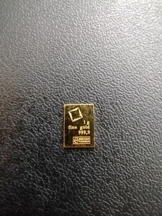 1 gram Gold Bar - Valcambi