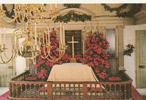 Vintage Unused Postcard: n: Christmas Bruton Parish Church, Williamsburg, VA