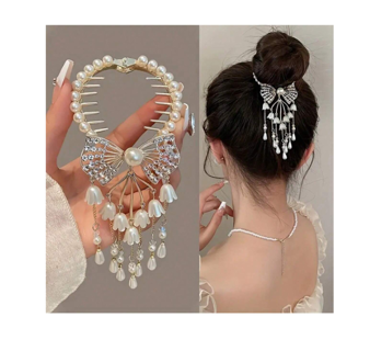 pc Rhinestones Bow Lily Hair Buckle Flower