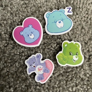 Four (4) Super-Cute Care Bear Stickers Lot!! Free Shipping !!