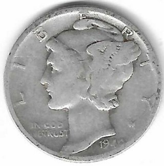 1940 Mercury Dime 90% Silver U.S. 10 Cent Coin