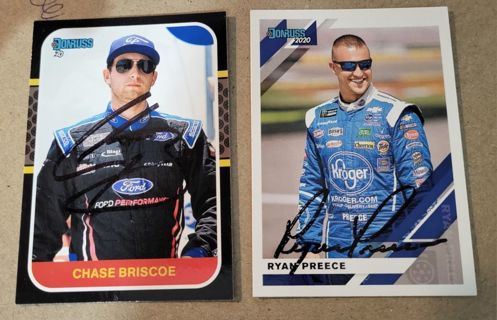 Chase Briscoe & Ryan Preece Autographed Cards Stewart-Haas