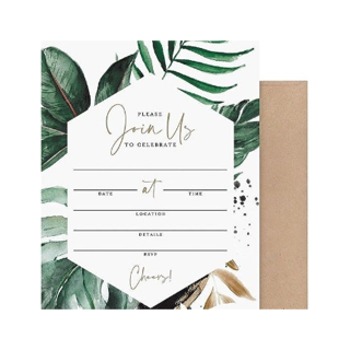 Tropical Leaf Invitation Cards (25 cards, no envelopes)