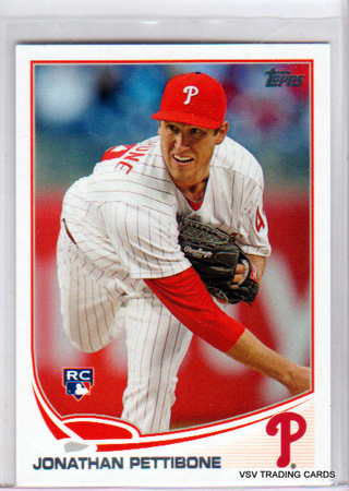 Jonathan Pettibone, 2013 Topps ROOKIE RC Card #US281, Philadelphia Phillies (EL4