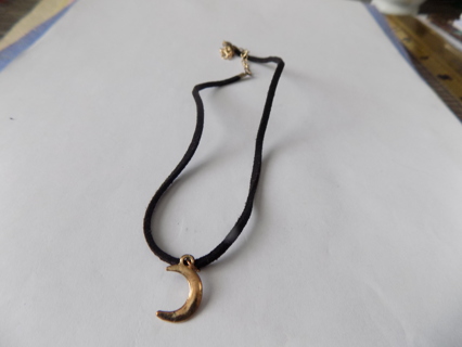 Black velvet choker necklace with crescent moon charm and extension chain