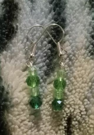 Green Crystal Bead Hook Earrings nip