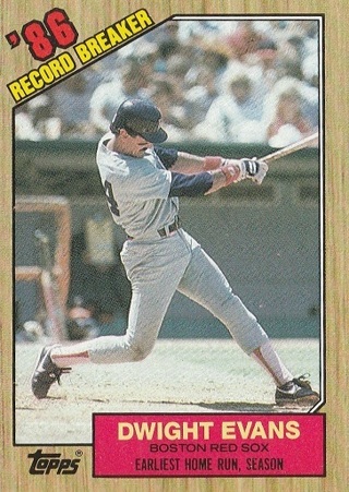 1987 Topps baseball card Dwight Evans Record Breaker