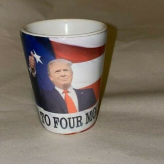 DONALD TRUMP Cheers to 4 More Years 1.5 ounce ceramic shot glass