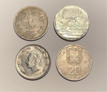 4 Different Half Dollar Sized Foreign Coins