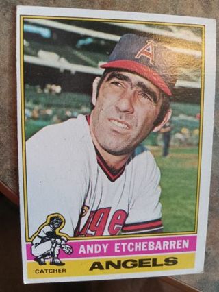 1976 TOPPS ANDY ETCHEBARREN CALIFORNIA ANGELS BASEBALL CARD# 129