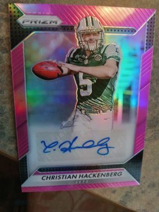 2016 PANINI PRIZM PINK BORDER AUTOGRAPH CHRISTIAN HACKENBERG JETS FOOTBALL CARD# RA-CHB