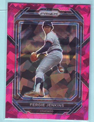 2023 Panini Prizm Fergie Jenkins PINK ICE Baseball Card # 290 Cubs