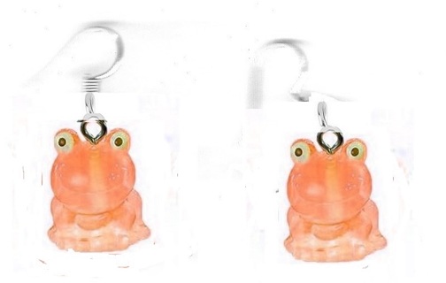 SP ORANGE GLOW IN THE DARK FROG EARRINGS #5 (PLEASE READ DESCRIPTION)