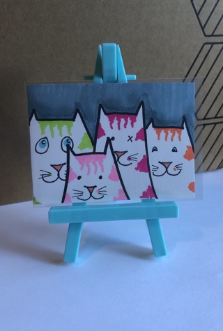 Cat Family original drawing aceo