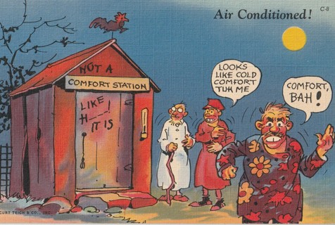 Vintage Unused Postcard: b: Comic, Linen: Comfort Station, Air Conditioned