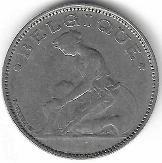 1922 Belgium 1 Franc Coin