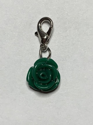 ❣ROSE DANGLE FLOWER CHARM~GREEN #4~WITH LOBSTER CLASP~FREE SHIPPING❣