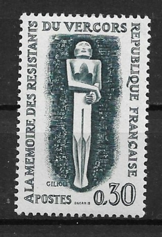 1962 France Sc1030 "Resistance Heroes" Monument, Vercors MNH