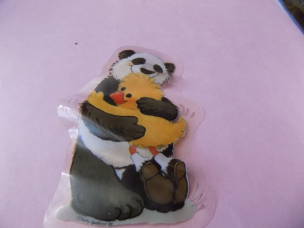 4 i nch Panda Bear hugging a duckling window/mirror cling