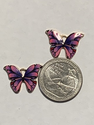 ♥♥BUTTERFLY CHARMS~#21~FRONT VIEW~SET OF 2~FREE SHIPPING♥♥