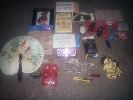 Odds & Ends - Box Full of Miscellaneous Gadgets, Makeup, Keychains and Household Items