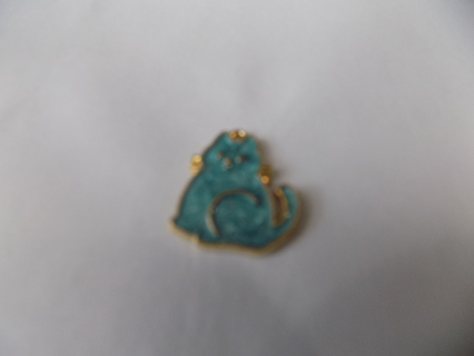 blue enamel fat cat charm whiskers stick out