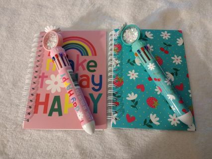 ✨✨✨BRAND NEW 2 PC.KAWAII NOTEBOOK & MATCHING INK PEN SET✨✨✨(2 COLORS TO CHOOSE FROM!) GIN=BOTH SETS!