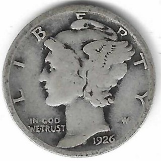 1926 Mercury Dime 90% Silver U.S. 10 Cent Coin